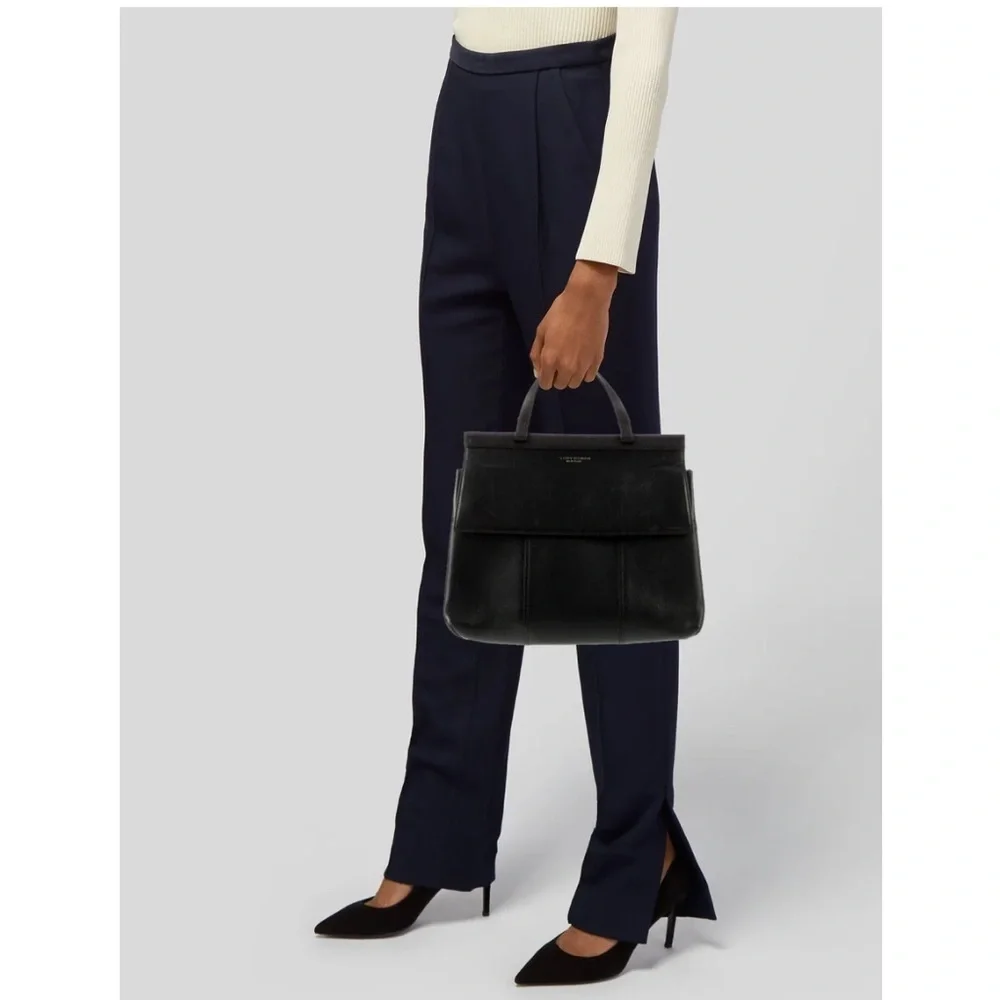 TORY BURCH
Textured Leather Black Handle Bag - Picture 1 of 7